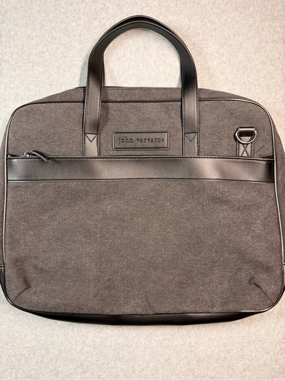John Varvatos Charcoal Black Canvas Laptop Brief